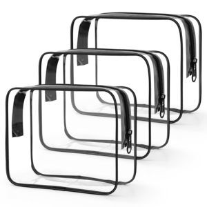 Tsa Approved Toiletry Bag, Cosmetic Bags 3 Pack With Zipper Carry On Airline🙉